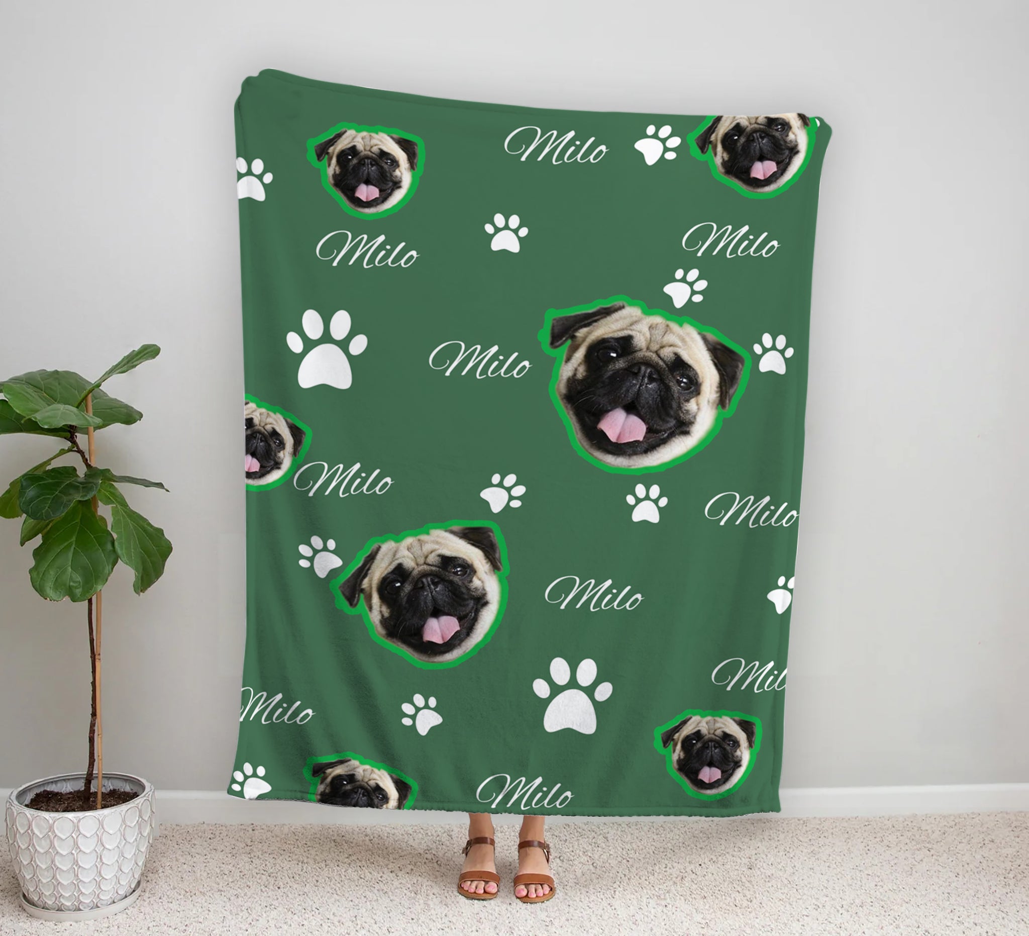 Personalized Pet Face Blanket, Custom Dog Face Blankets, Dog Lover Blanket Gift BL12