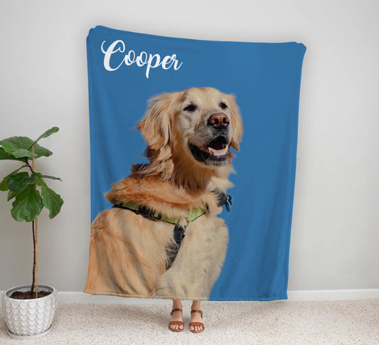 Personalized Pet Photo And Name Blanket, Custom Dog Lover Blankets BL14