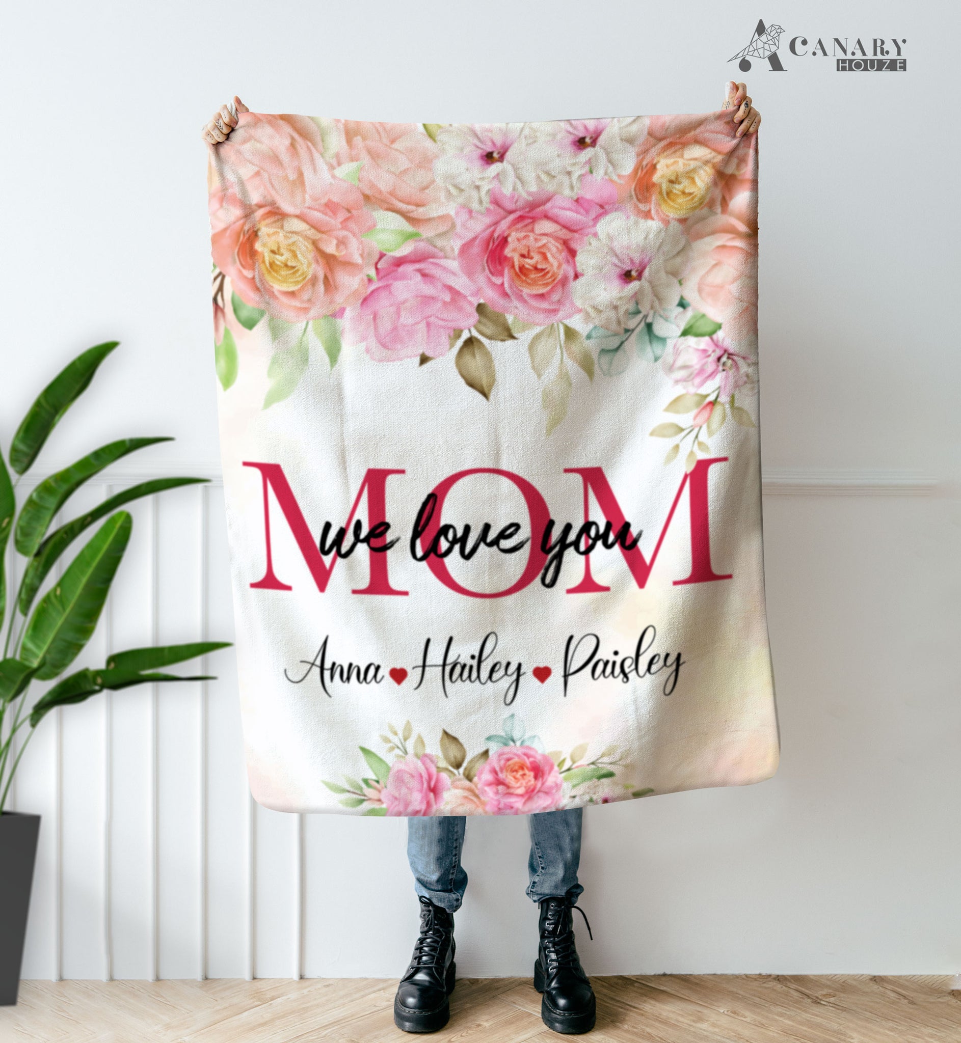 Personalized Blanket For Mom, Custom Name Floral Style Blankets Gift, Gift For Mom BL21