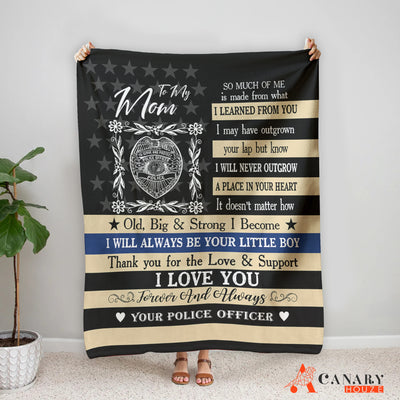 American Mom Blanket, Police Officer Love Mom, Best Gift Blanket, Mother's Day Gift BL103