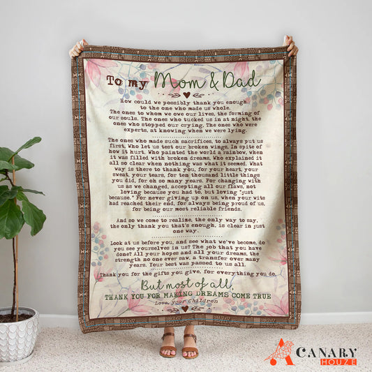 Blanket Gift For Mom, Mother's Day Gift, Loved Letter For Parent, Love My Parents BL115