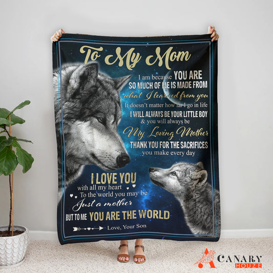 Blanket Gift For Mom, Mother's Day Gift, Love My Best Mom, Wolf Template BL116