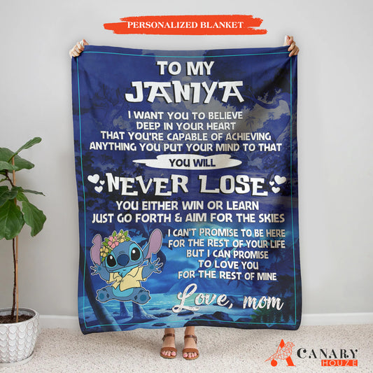 Custom Name Blanket Gift, Mother's Day Gifts, Love My Mom, Cartoon Lover BL121