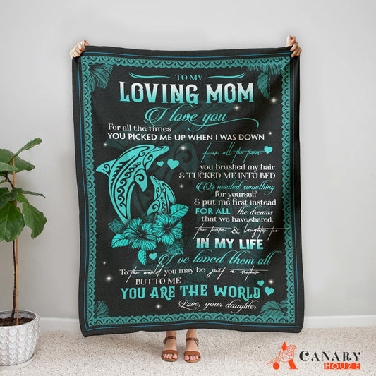 Blanket Gift For Mom, Mother's Day Gift, Love My Best Mom, Dolphin Lover BL127