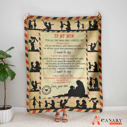 Blanket Gift For Mom, Mother's Day Gift, Love My Best Mom, Classic Letter BL128
