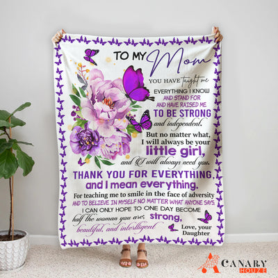Blanket Gift For Mom, Mother's Day Gift, Love My Best Mom, Butterfly And Flower BL133