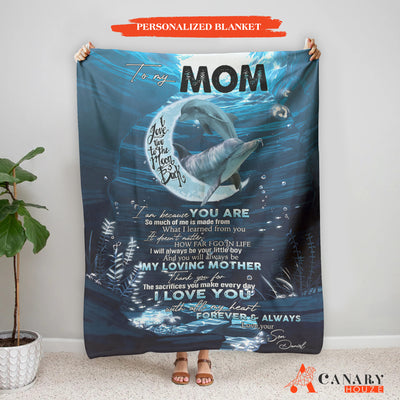 Custom Name Blanket Gift, Mother's Day Gifts, Love My Mom, Dolphin Family BL145
