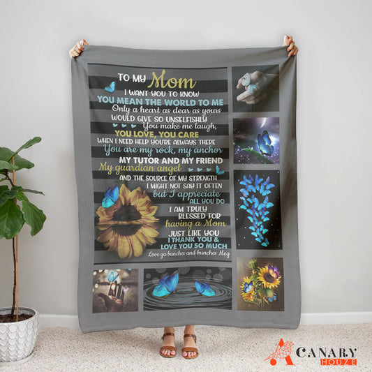 This Blanket With Sunflower And Butterfly is the perfect Mother's Day gift. With its cozy and plush construction,it provides warmth and comfort. Suitable for any season, it is the best blanket for Mom that will make her feel extra special.