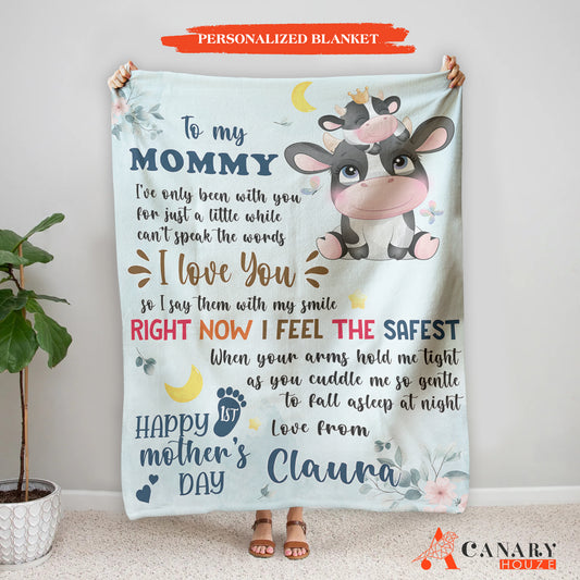 This Blanket Baby Cow and Mom is the perfect gift for any mom this Mother's Day. Made of a soft, luxurious material, this blanket will provide comfort and coziness for many years to come. The artistry of the design is sure to remind her of the special bond between mother and child.