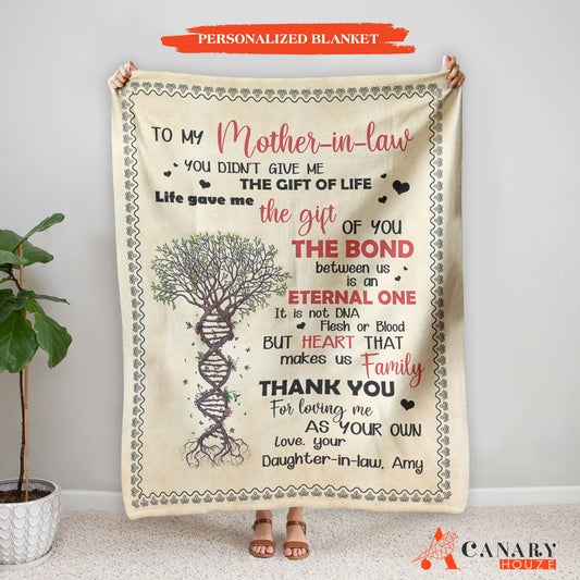 This Blanket DNA Tree is the perfect Mother's Day gift for your mother-in-law. Crafted from 100% cotton, this blanket ensures long-term comfort and quality and is sure to become a cherished addition to any home. Gift your mother-in-law the best with this timeless blanket.