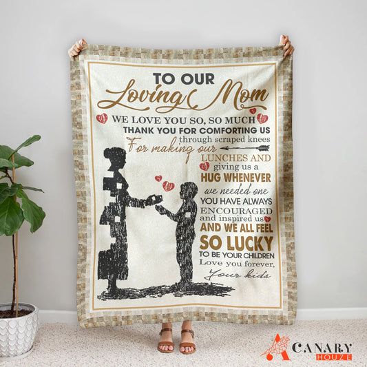 Show your mom how much you care with this special Blanket for Best Mom From Son. Featuring "All My Love," "Love Mom," and "Best Mom Ever" declarations, this blanket is the perfect Mother's Day gift to express your appreciation. Crafted from high-quality materials, it's sure to keep her warm and cozy.