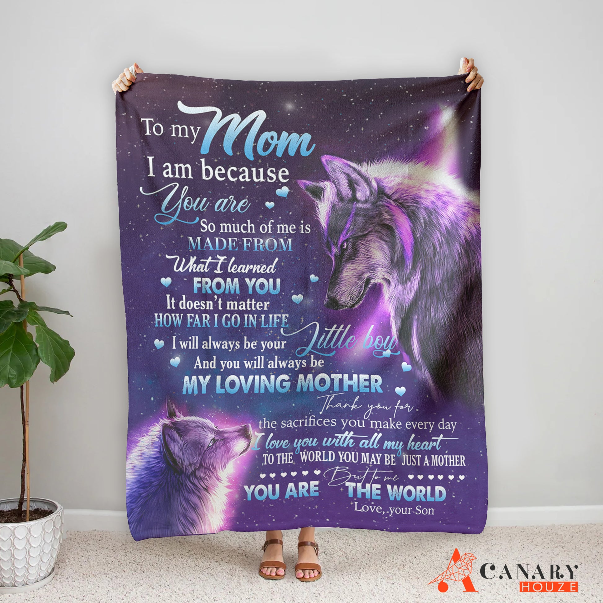 This Blanket Wolf Family Under Galaxy Sky makes a perfect Mother's Day Gift. Its high-quality material ensures a soft and comfortable feeling while providing a beautiful, eye-catching design. The perfect gift for Mom!