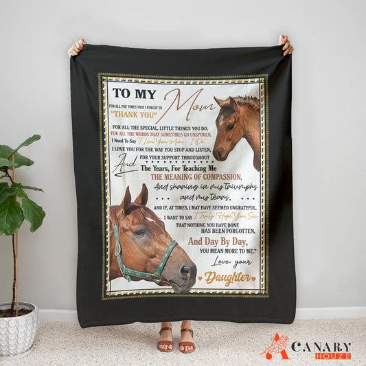 Letter By Horse Blanket, Best Blankets For Mom, Mother's Day Gifts BL33