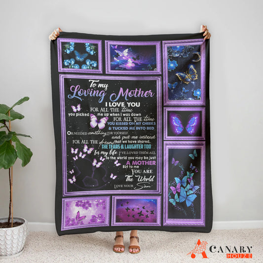 Neon Butterfly Blanket, Gift For Mom, Mother's Day Gift, Love Mom Gift BL40