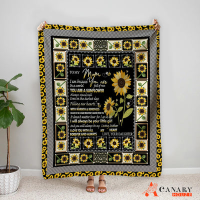 Sunflower Retro Style Blanket, Gift For Mom, Mother's Day Gift, Love Mom Gift BL43