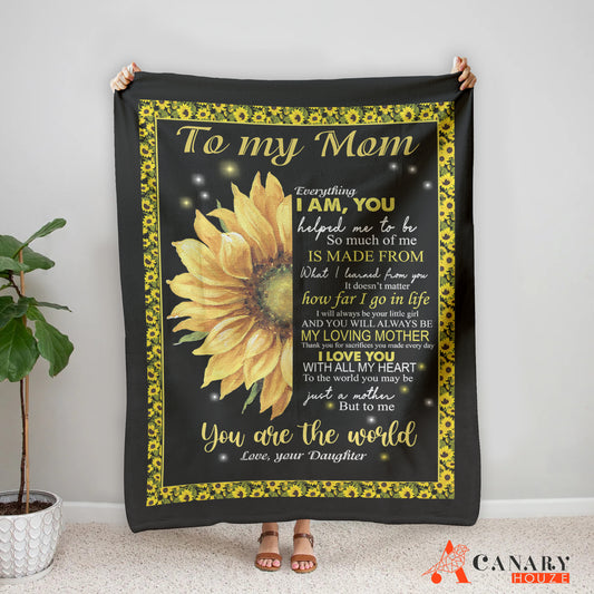 Love Mom, You Are The World, Best Mom Ever, Blanket Gift For Mother's Day BL50