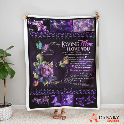 Butterfly And Flower Blanket, Purple Neon Blanket, Galaxy Style, Mother's Day Gift BL62