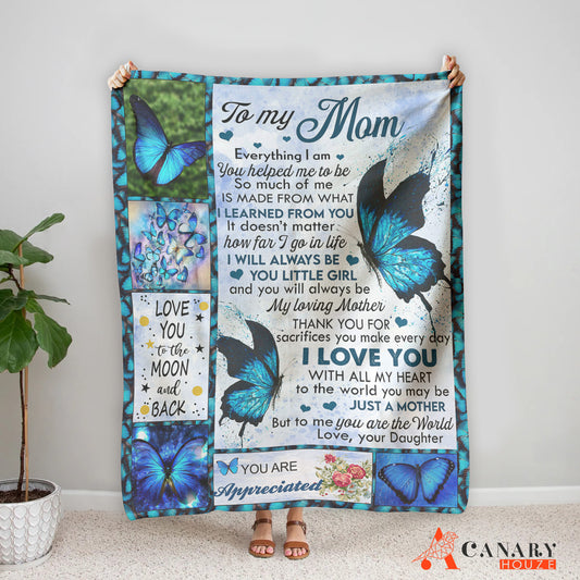 Blue Butterfly Blanket, You Are Appriciated Mom, Best Mother, Mother's Day Gift BL70