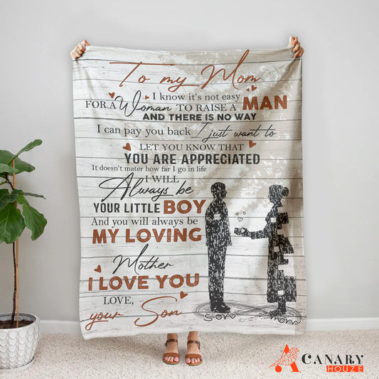Mom And Son Gift, Letter For Mom, Best Mother Blanket Gift, Mother's Day Gift BL72