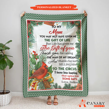 Personalized Blanket Flower Style Gift, Gift For Mom, Green Classic Blanket BL81