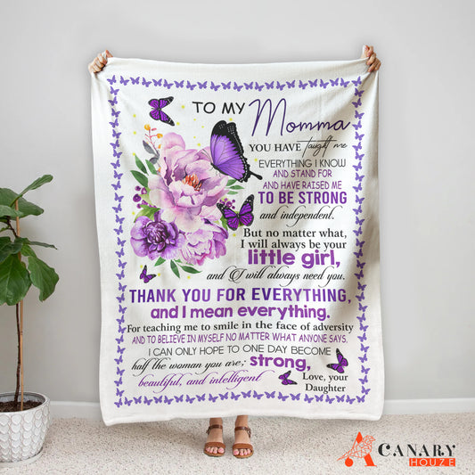 Purple Peony And Butterfly Blanket, Lovely Letter To My Mother, Mother's Day Gift BL96