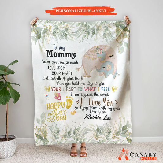 Custom Blanket Gift, Mother's Day Gifts, Love My Mom, Elephant Template BL99