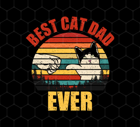 Best Cat Dad Ever, Daddy Kitten, Meow Gift, Cute Cat, Retro Cat, Png Printable, Digital File