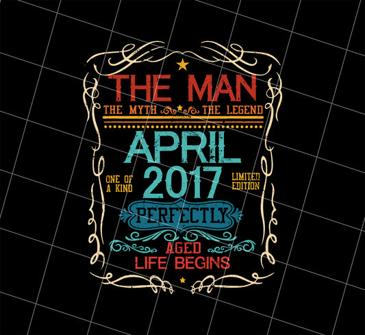 Birthday Gift Png, The Man Myth Legend April 2017 Png, Retro 2017, Png Printable, Digital File