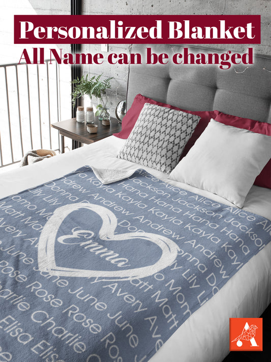 Personalized Name Blanket, Custom Family Name Blankets, Gift For Mom BL26