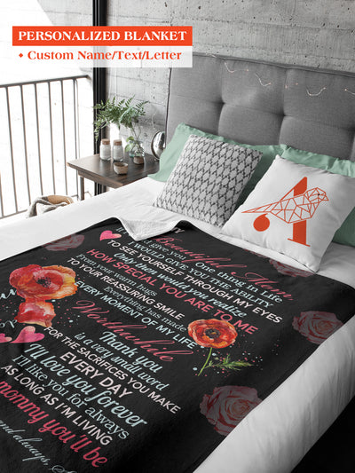 Roses Template Blanket, Personalized Blanket Gift, Love Mom, Mother's Day Gift BL101