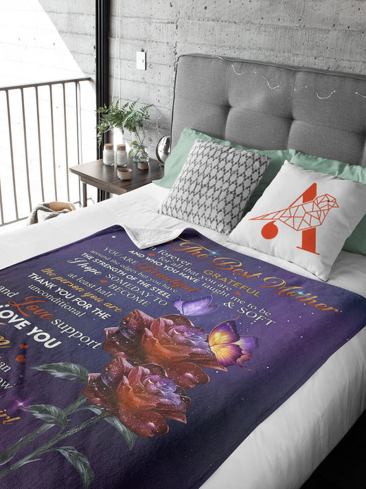 Say "Happy Mother's Day" with this special blanket featuring a rose and butterfly design, making it the perfect gift for the special mom in your life. Made from high quality materials, this product will provide warmth and comfort for years to come.