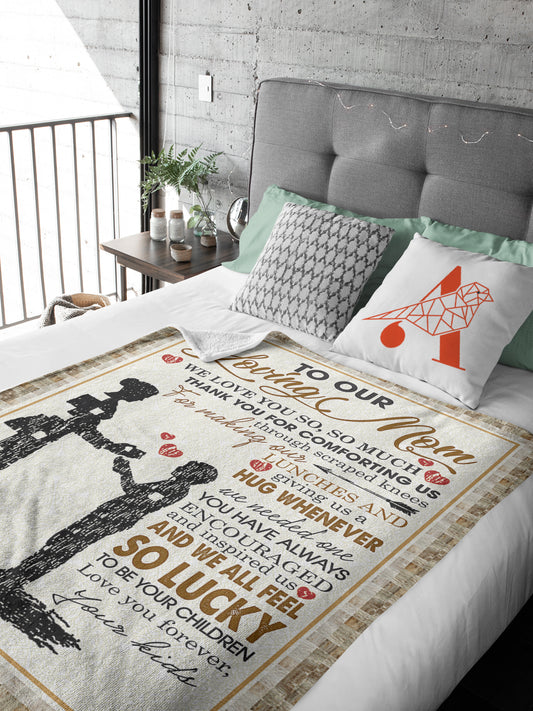Show your mom how much you care with this special Blanket for Best Mom From Son. Featuring "All My Love," "Love Mom," and "Best Mom Ever" declarations, this blanket is the perfect Mother's Day gift to express your appreciation. Crafted from high-quality materials, it's sure to keep her warm and cozy.