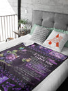 Butterfly And Flower Blanket, Purple Neon Blanket, Galaxy Style, Mother's Day Gift BL62