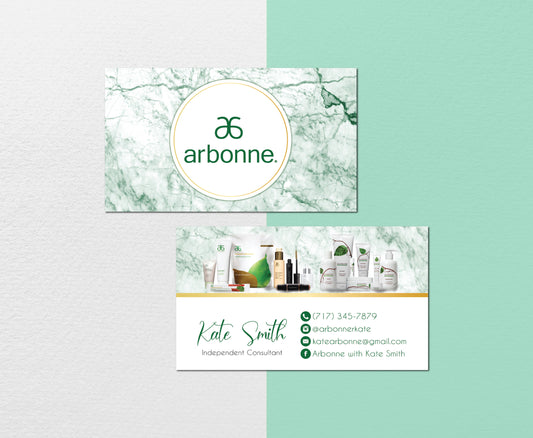 Green Marble Arbonne Card Custom, Personalized Arbonne Business Cards AB107