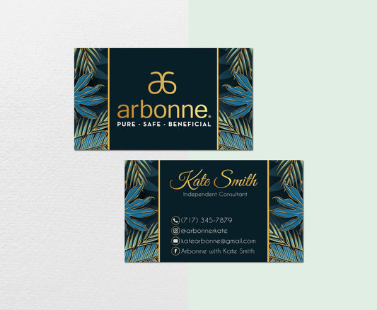 Luxury Leaves Arbonne Card Custom, Personalized Arbonne Business Cards AB109