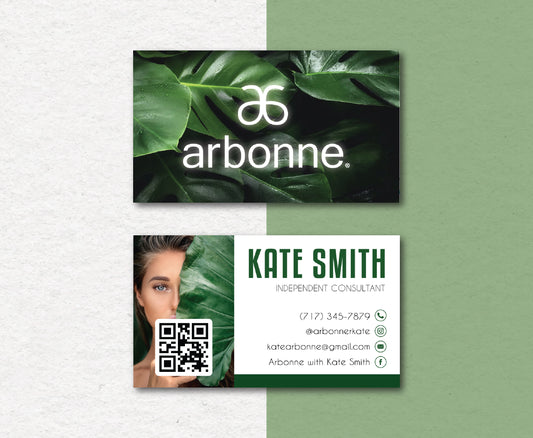 Luxury Tropical Personalized Arbonne Business Cards, QR Code Arbonne Card AB112