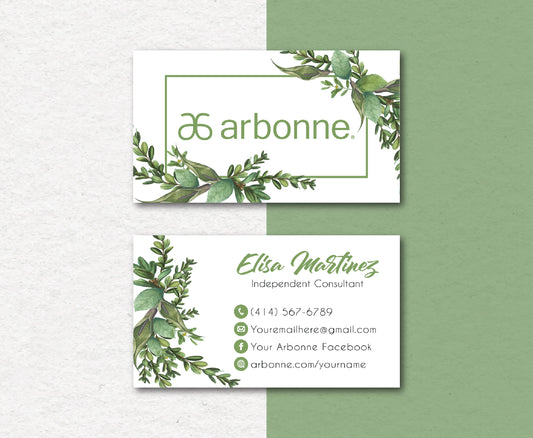 Elegant Leaves Arbonne Card Custom, Personalized Arbonne Business Cards AB113