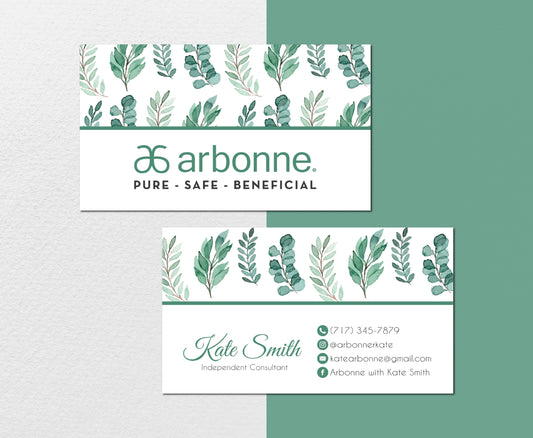 Drawing Leaves Arbonne Card Custom, Personalized Arbonne Business Cards AB117