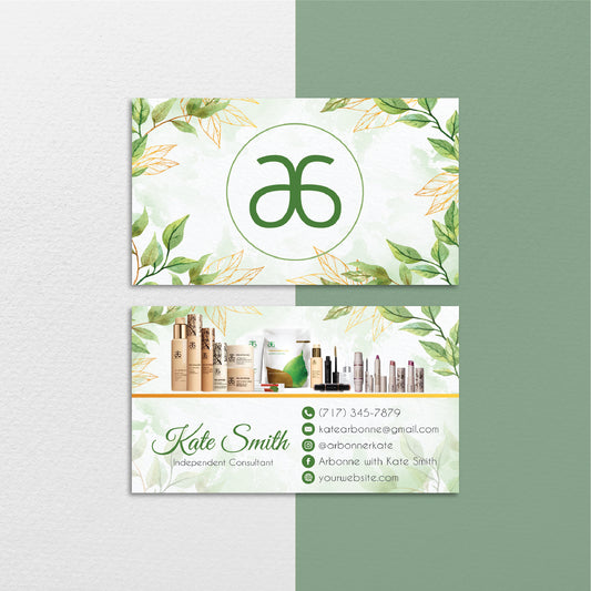 Leaves Tropical Arbonne Business Card, Personalized Arbonne Business Cards AB142