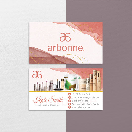 Organce Watercolor Arbonne Business Card, Personalized Arbonne Business Cards AB149