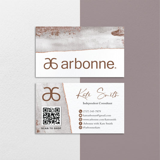 Luxury Brown Arbonne Business Card, Personalized Arbonne Business Cards AB156