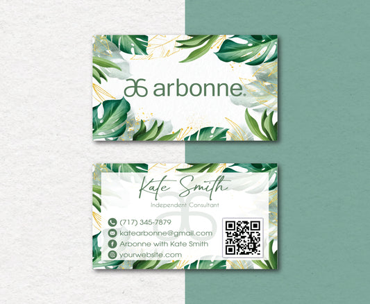 Summer Tropical Personalized Arbonne Business Cards, QR Code Arbonne Card AB168