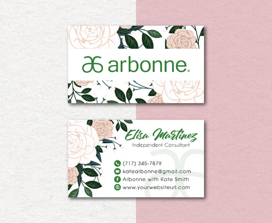 Personalized Arbonne Business Cards, Pink Flower Arbonne Card Custom AB29