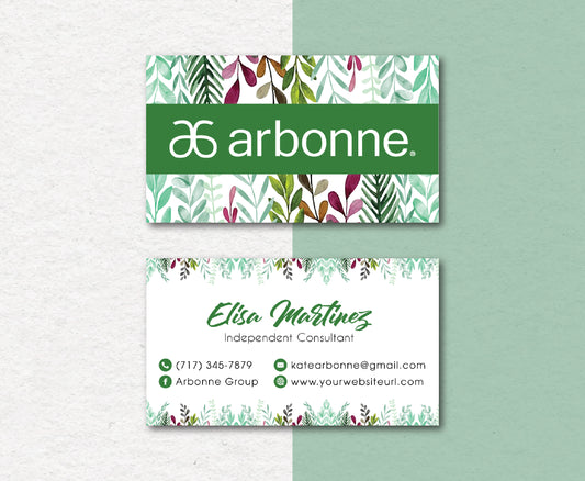 Green Floral Personalized Arbonne Business Cards, Arbonne Card Custom AB30
