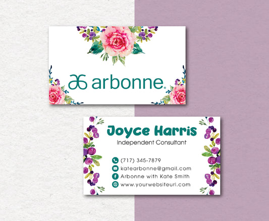 Red Flower Personalized Arbonne Business Cards, Arbonne Card Custom AB31