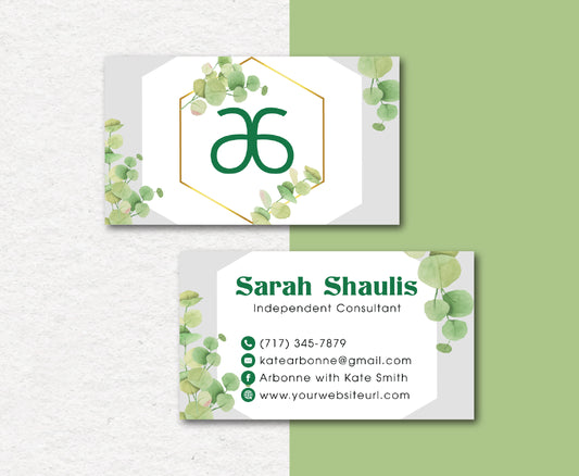 Green Elegant Personalized Arbonne Business Cards, Arbonne Card Custom AB32