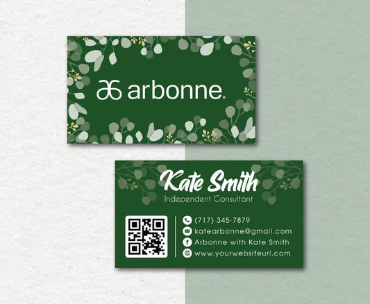 Green Love QR Code Arbonne Card, Personalized Arbonne Business Cards AB36