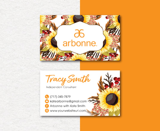 Arbonne Card Custom, Personalized Arbonne Business Cards, Sunflower Cards AB47