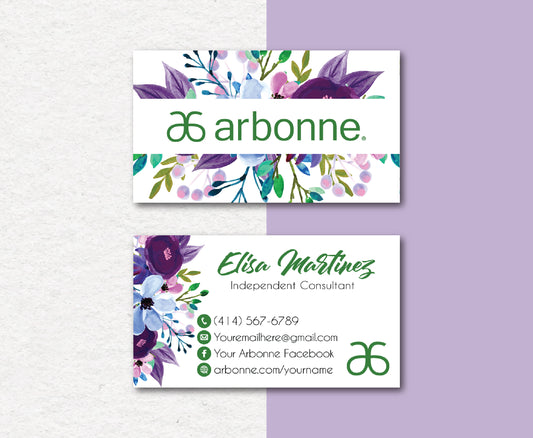 Purple Flower Arbonne Card Custom, Personalized Arbonne Business Cards AB83
