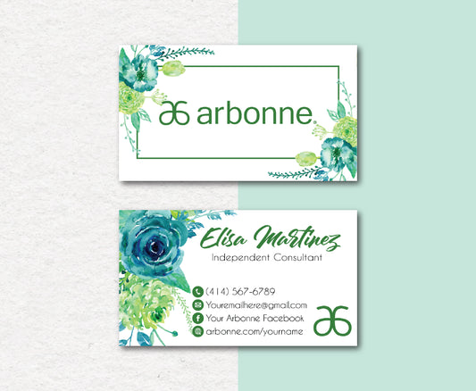 Blue Flower Arbonne Card Custom, Personalized Arbonne Business Cards AB84